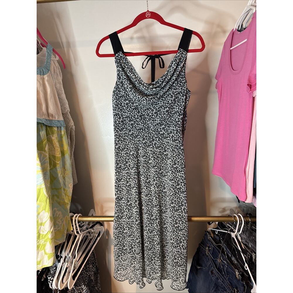 Vintage Jonathan‎ Martin 90s Y2K Slip Dress Blue Leopard Print Beautiful Size 10